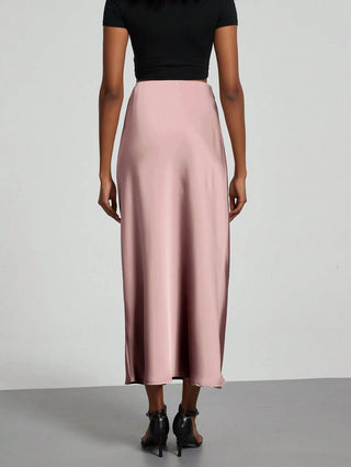 Se-Helo Fashion Women's Elastic Satin Finish Maxi Skirt