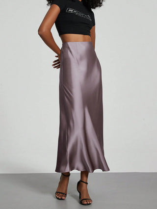 Se-Helo Fashion Women's Elastic Satin Finish Maxi Skirt