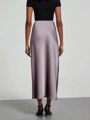 Women's Elastic Satin Finish Maxi Skirt
