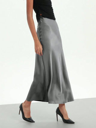 Se-Helo Fashion Women's Elastic Satin Finish Maxi Skirt