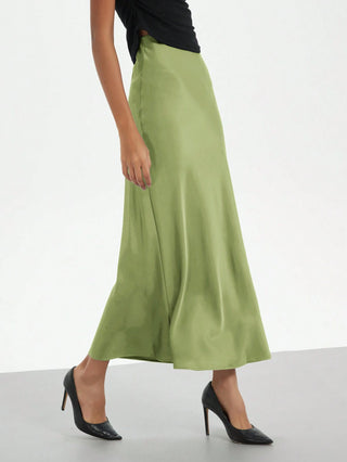 Se-Helo Fashion Women's Elastic Satin Finish Maxi Skirt