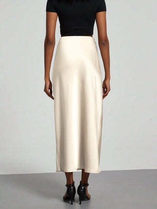 Se-Helo Fashion Women's Elastic Satin Finish Maxi Skirt