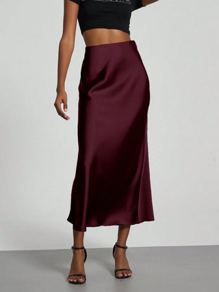 Se-Helo Fashion Women's Elastic Satin Finish Maxi Skirt