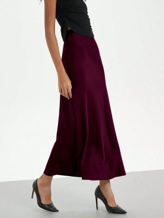 Se-Helo Fashion Women's Elastic Satin Finish Maxi Skirt