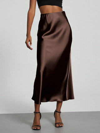 Se-Helo Fashion Women's Elastic Satin Finish Maxi Skirt