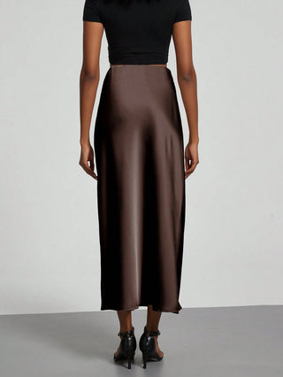 Se-Helo Fashion Women's Elastic Satin Finish Maxi Skirt