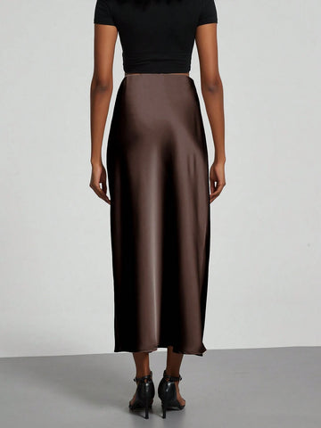 Se-Helo Fashion Women's Elastic Satin Finish Maxi Skirt