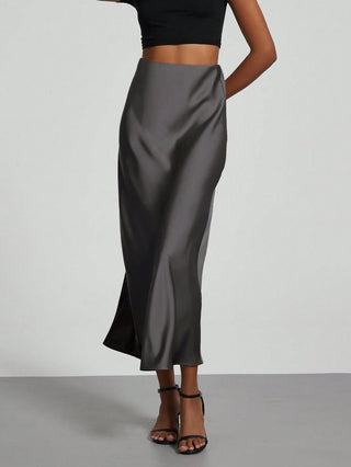 Se-Helo Fashion Women's Elastic Satin Finish Maxi Skirt