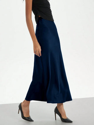 Se-Helo Fashion Women's Elastic Satin Finish Maxi Skirt