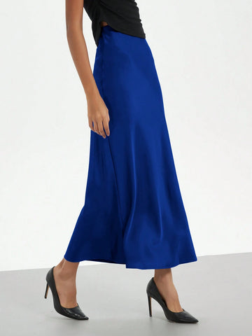 Women's Elastic Satin Finish Maxi Skirt