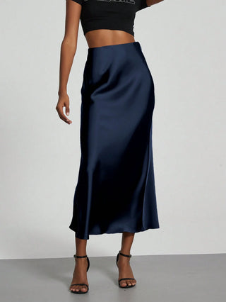 Se-Helo Fashion Women's Elastic Satin Finish Maxi Skirt