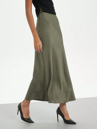 Se-Helo Fashion Women's Elastic Satin Finish Maxi Skirt