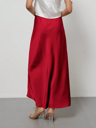 Se-Helo Fashion Women's Elastic Satin Finish Maxi Skirt