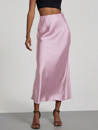 Se-Helo Fashion Women's Elastic Satin Finish Maxi Skirt