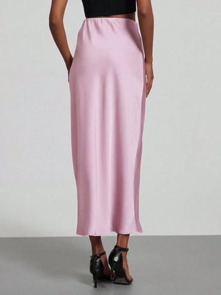Se-Helo Fashion Women's Elastic Satin Finish Maxi Skirt