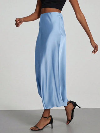 Se-Helo Fashion Women's Elastic Satin Finish Maxi Skirt