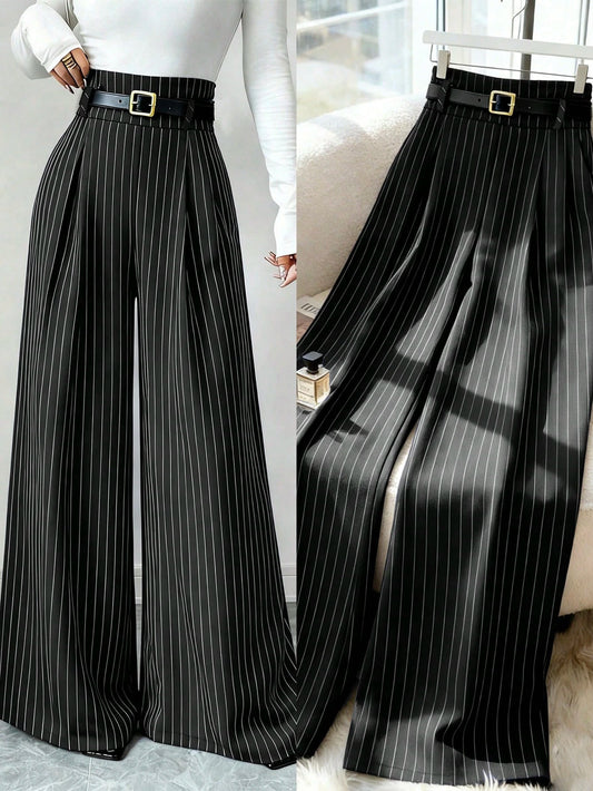 Women's New Navy Blue Striped Suit Pants