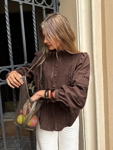 Women's Solid Color Minimalist Long Sleeve Shirt