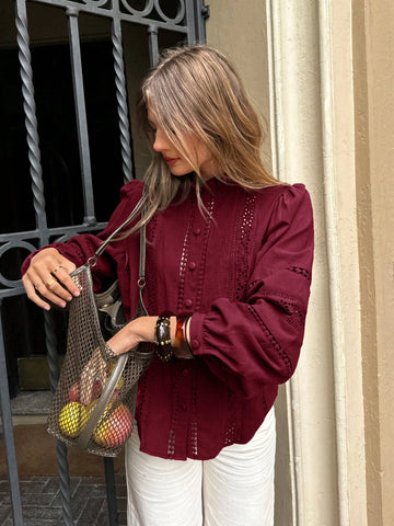 Women's Solid Color Minimalist Long Sleeve Shirt
