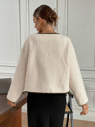 Women's Tie-Up Contrast Trim Bow Jacket