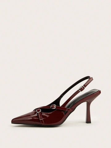 Cross Strap Buckle Stiletto High Heel Sandals With Pointed Toe