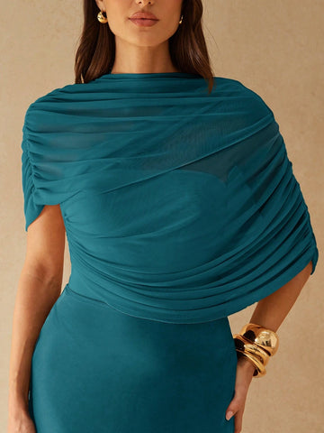 Elegant Metallic Shawl-Style Jumpsuit