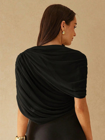 Elegant Metallic Shawl-Style Jumpsuit
