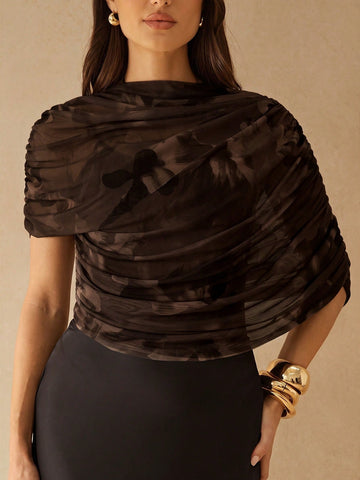 Elegant Metallic Shawl-Style Jumpsuit