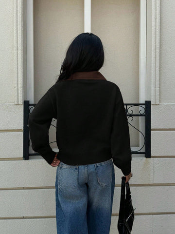 Siren Gaze Vintage Patchwork Collar Short Cardigan Sweater