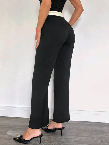 Siren Gaze Solid High Rise Tailored Pants
