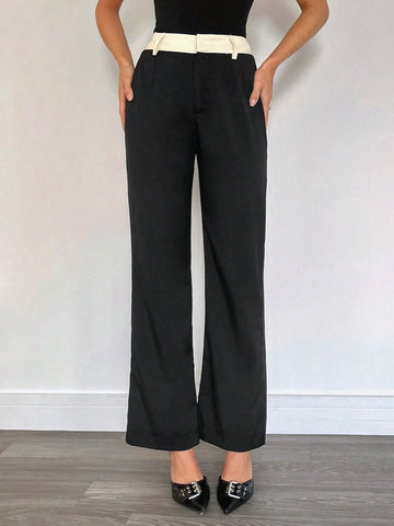 Siren Gaze Solid High Rise Tailored Pants