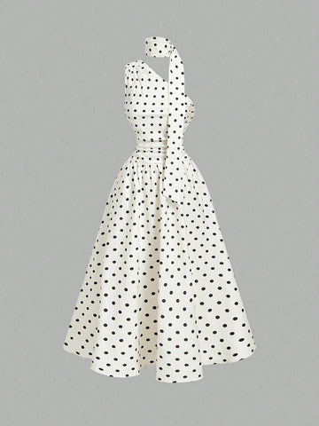 Polka Dot Summer Sleeveless Midi Dress