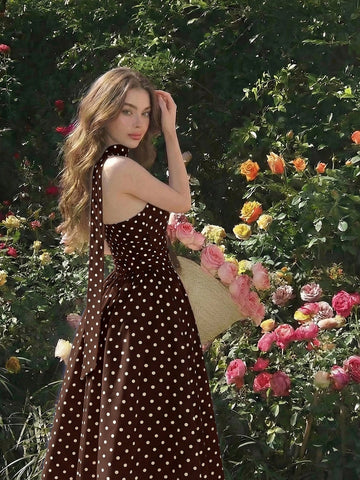 Polka Dot Summer Sleeveless Midi Dress