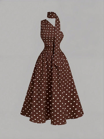 Polka Dot Summer Sleeveless Midi Dress