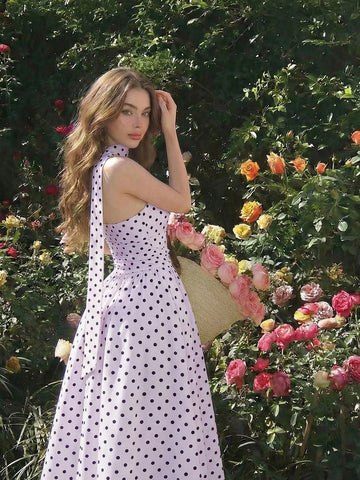 Polka Dot Summer Sleeveless Midi Dress