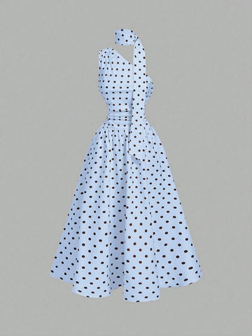 Polka Dot Summer Sleeveless Midi Dress