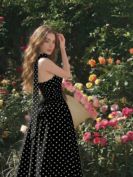 Polka Dot Summer Sleeveless Midi Dress