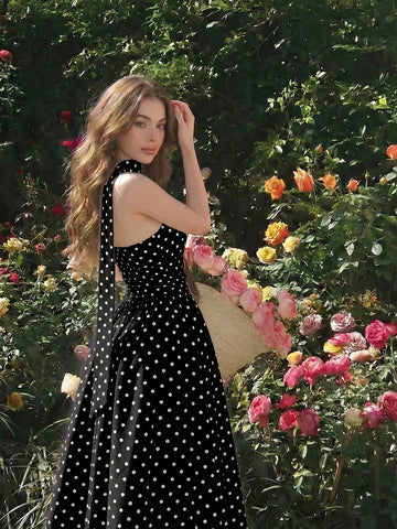 Polka Dot Summer Sleeveless Midi Dress