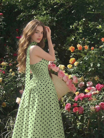 Polka Dot Summer Sleeveless Midi Dress