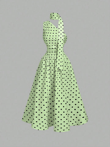 Polka Dot Summer Sleeveless Midi Dress