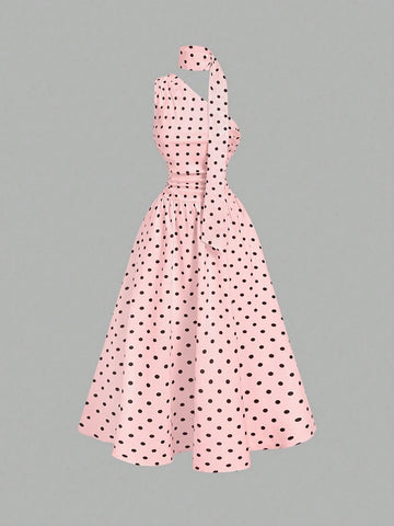 Polka Dot Summer Sleeveless Midi Dress