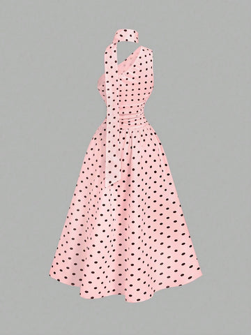Polka Dot Summer Sleeveless Midi Dress