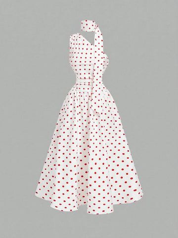 Polka Dot Summer Sleeveless Midi Dress