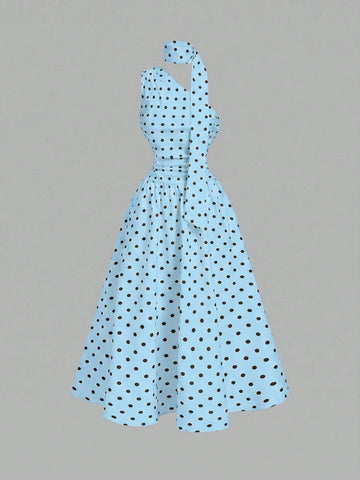 Polka Dot Summer Sleeveless Midi Dress