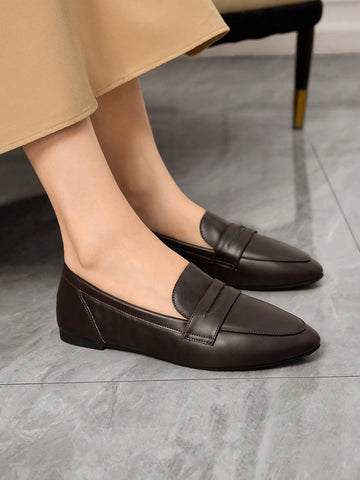 Women's Shoes New Years Metallic Buckle Decor Comfortable Black Flat Heel Loafers