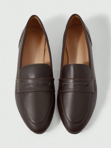 Women's Shoes New Years Metallic Buckle Decor Comfortable Black Flat Heel Loafers