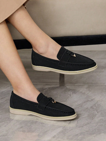 Women Plain Minimalist Flat Casual Loafers