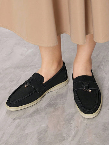 Women Plain Minimalist Flat Casual Loafers