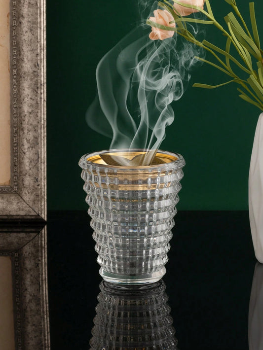 Smaller Round Wave Pattern Glass Incense Burner