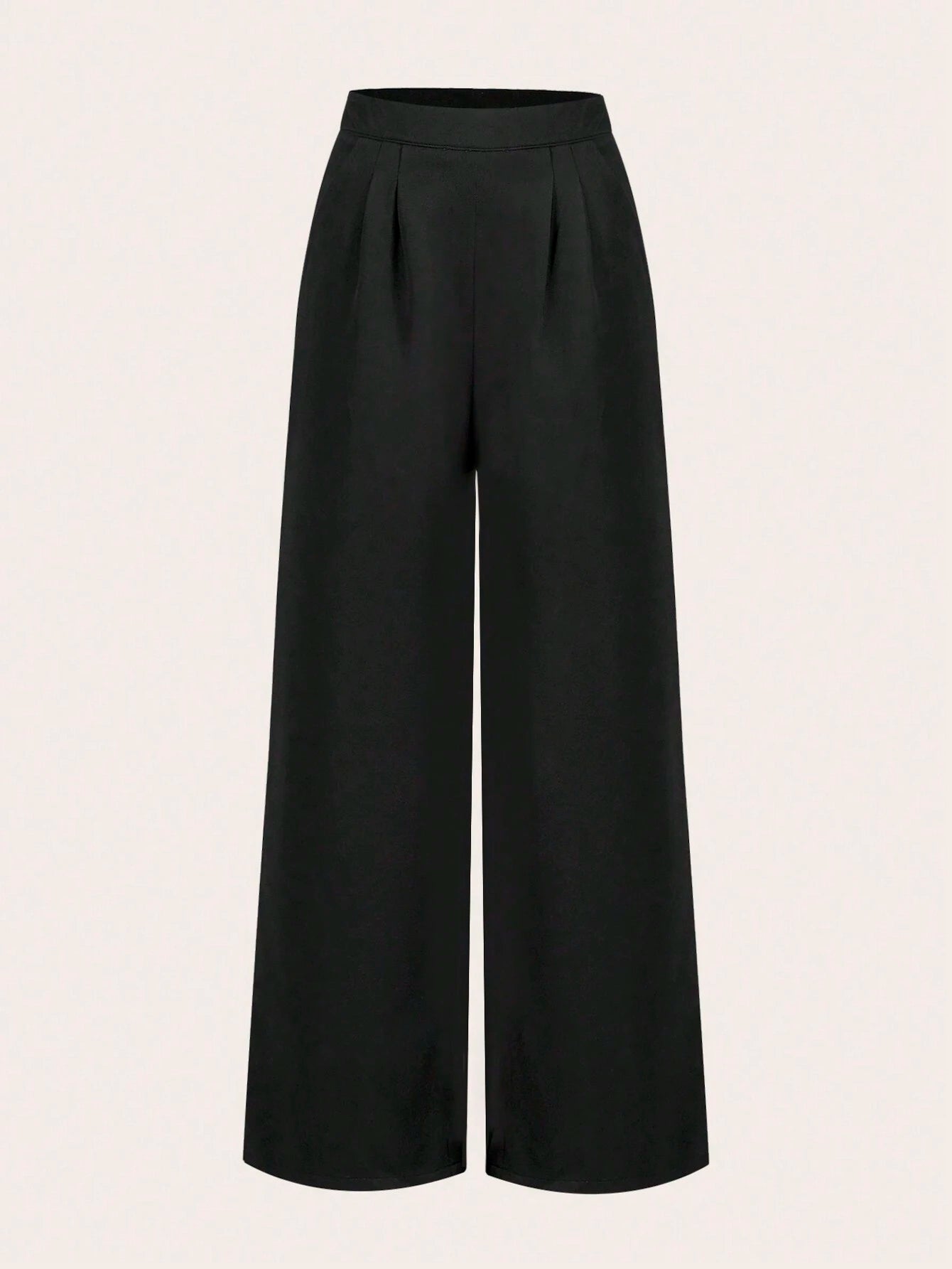 Solid Color Pleated Trousers For Women
